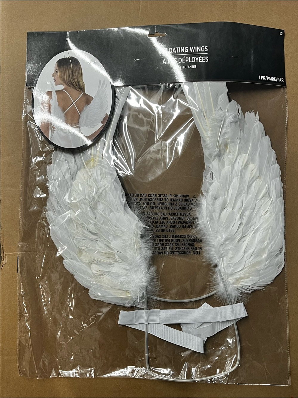 ADULT WHITE FEATHER FLOATING ANGEL WINGS NEW